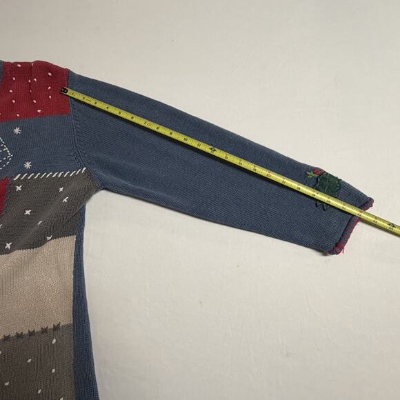 Vintage Cherokee Winter Holiday Christmas Patchwork Knit Sweater XL Stocking - Picture 11 of 12